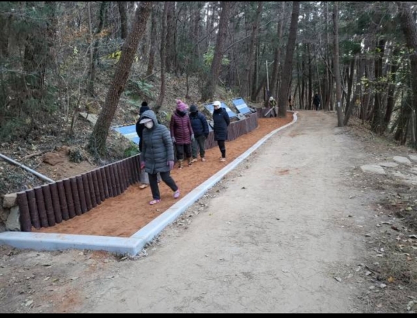 맨발로 숲속을 걸어요...거제 고현근린공원 맨발산책로 조성 - 경남데일리